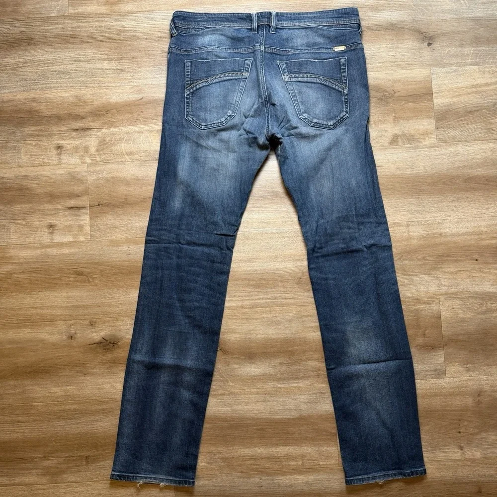 Diesel Iakop Jeans Men 33x34‎ Blue Regular Slim Tapered Stretch Distressed 0802C
